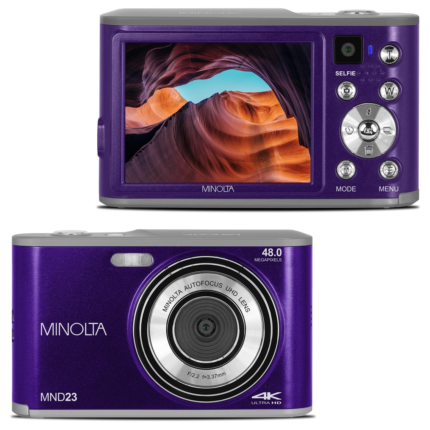 Digital Camera with High-Resolution Sensor, Rear Selfie Lens, Autofocus & 4K Ultra HD Video