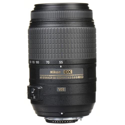 Telephoto Zoom Lens with 55–300mm Range, Vibration Reduction & Autofocus for DSLR Cameras