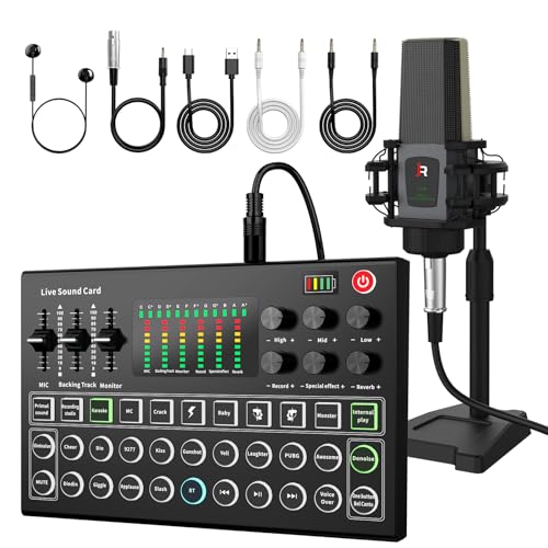 All-in-One Podcast Equipment Bundle with Condenser Microphone, Audio Mixer & Portable Recording Kit for Streaming & Content Creation