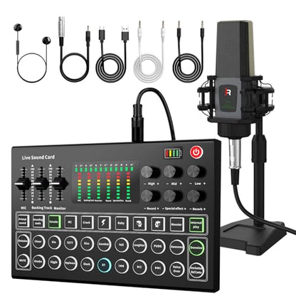 All-in-One Podcast Equipment Bundle with Condenser Microphone, Audio Mixer & Portable Recording Kit for Streaming & Content Creation