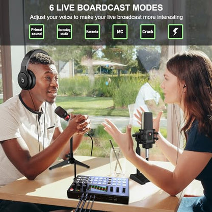 All-in-One Podcast Equipment Bundle with Condenser Microphone, Audio Mixer & Portable Recording Kit for Streaming & Content Creation