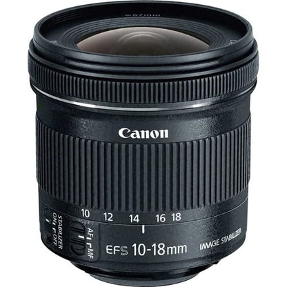 Ultra-Wide Zoom Lens with 10–18mm Range, Image Stabilization, STM Autofocus & Travel Photography Kit