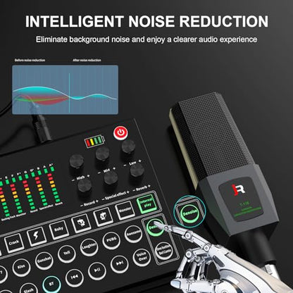 All-in-One Podcast Equipment Bundle with Condenser Microphone, Audio Mixer & Portable Recording Kit for Streaming & Content Creation