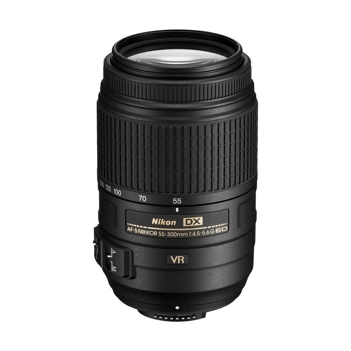 Telephoto Zoom Lens with 55–300mm Range, Vibration Reduction & Autofocus for DSLR Cameras