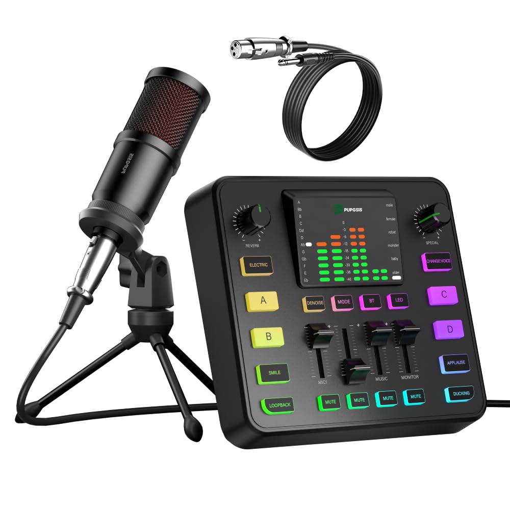 Podcast Equipment Bundle with Audio Mixer & Dynamic Microphone for Streaming, Recording & Gaming