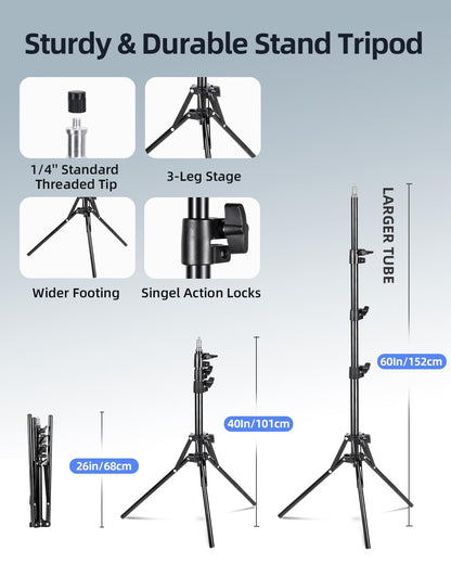Softbox Lighting Kit for Photography & Video, 16x16in Portable Studio Lighting System