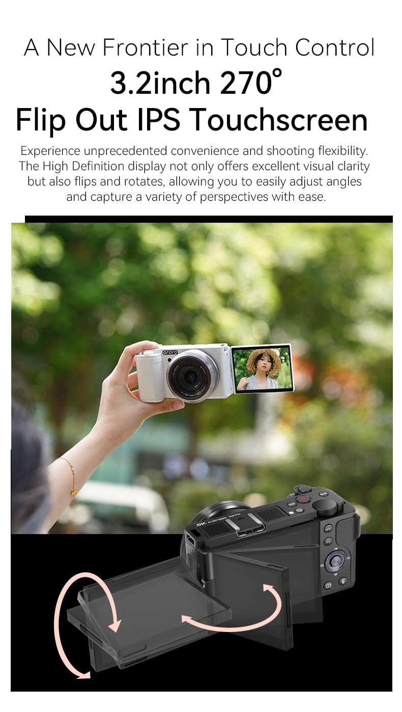 Digital Camera with 64MP Sensor, 5K Video, Autofocus, Flip Screen, Optical Zoom & Vlogging Features