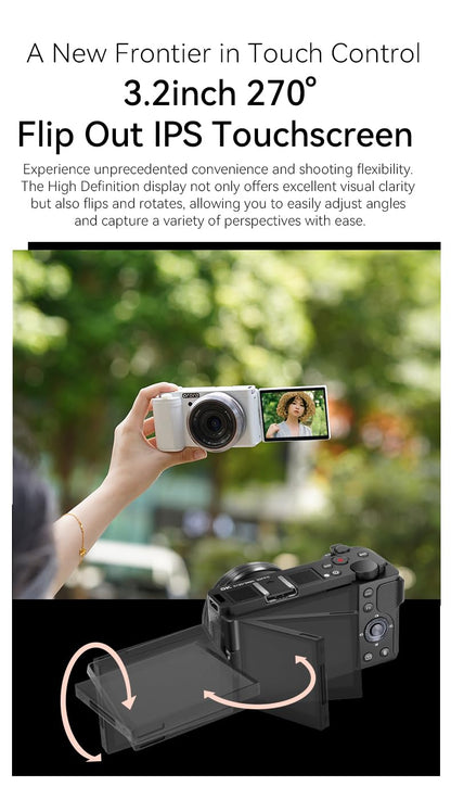 Digital Camera with 64MP Sensor, 5K Video, Autofocus, Flip Screen, Optical Zoom & Vlogging Features
