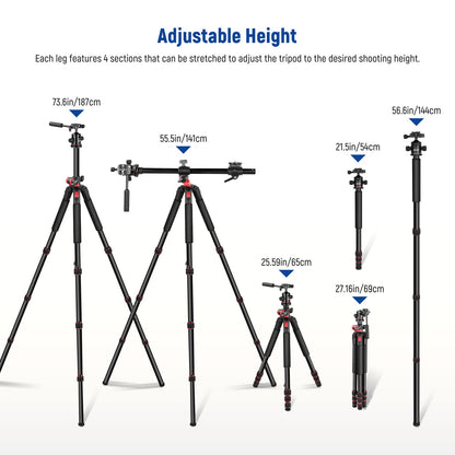 Camera Tripod & Monopod Combo for Photography & Video Stability