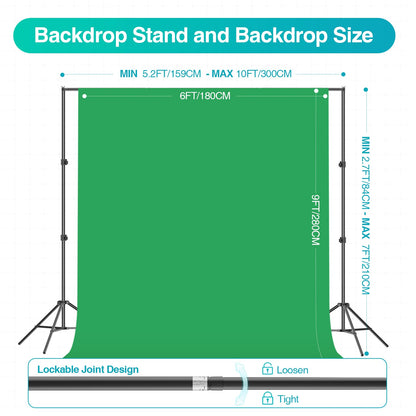 Photography Studio Lighting Kit with Backdrop Support, LED Light, Softbox, Umbrella & Backdrop System for Video & Portrait Shooting