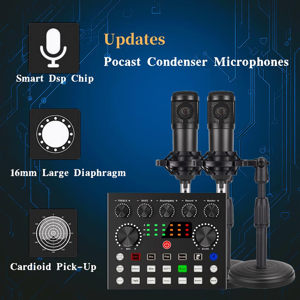 Podcast Microphone Bundle with Voice Changer, Studio Condenser Mic for Recording, Streaming & Gaming