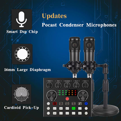 Podcast Microphone Bundle with Voice Changer, Studio Condenser Mic for Recording, Streaming & Gaming