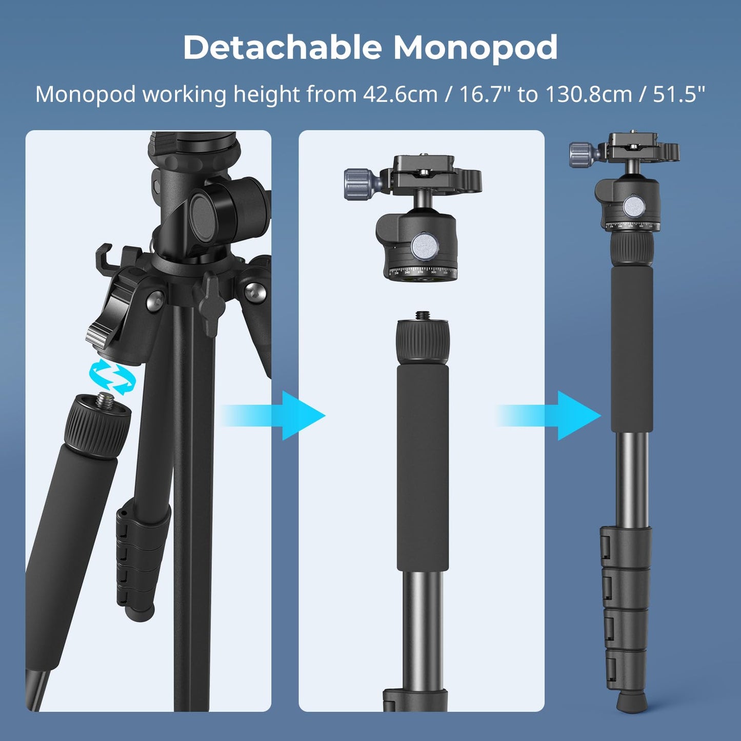 Foldable Aluminum Camera Tripod & Monopod for Photography & Video Stability