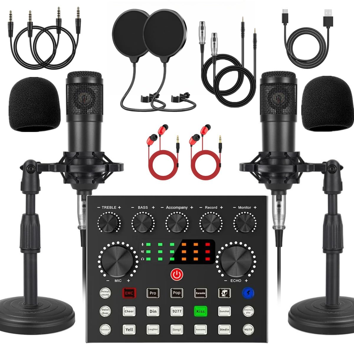 Podcast Microphone Bundle with Voice Changer, Studio Condenser Mic for Recording, Streaming & Gaming