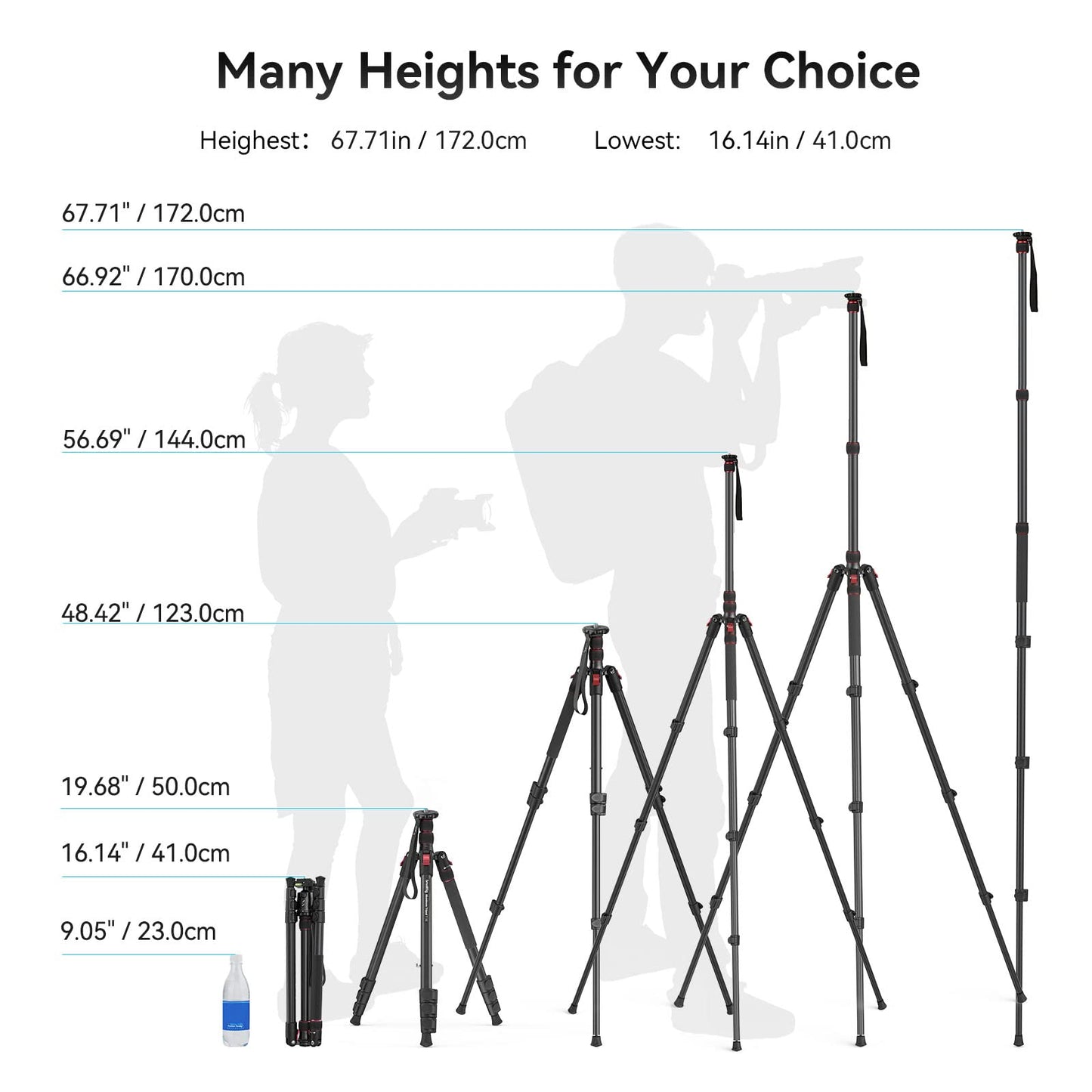 Heavy-Duty Camera Tripod with Monopod, Foldable Aluminum Design & High Load Capacity for DSLR & Video