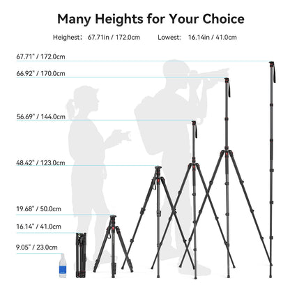 Heavy-Duty Camera Tripod with Monopod, Foldable Aluminum Design & High Load Capacity for DSLR & Video