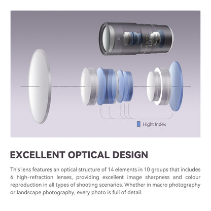 100mm 2X Ultra Macro Prime Lens for Full-Frame Mirrorless Cameras with High-Precision Optics