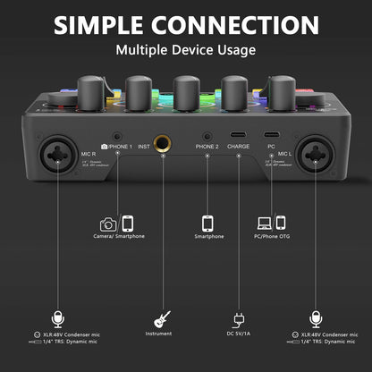 Podcast Equipment Bundle with 8GB Memory Card for Streaming, Recording, Singing & Gaming