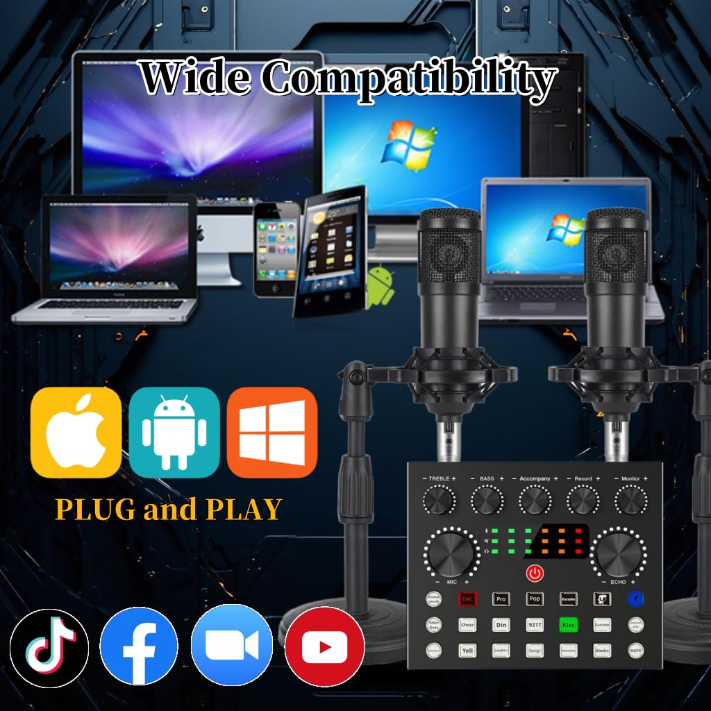 Podcast Microphone Bundle with Voice Changer, Studio Condenser Mic for Recording, Streaming & Gaming