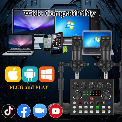 Podcast Microphone Bundle with Voice Changer, Studio Condenser Mic for Recording, Streaming & Gaming