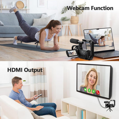 Vlogging Camcorder with Night Vision & YouTube Content Creation Features