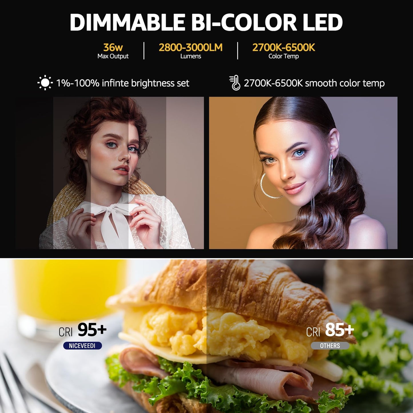 13-inch LED Video Light Kit for Photography & Video, Portable Studio Lighting System