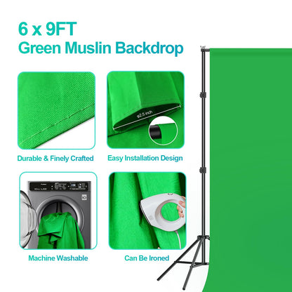 Photography Studio Lighting Kit with Backdrop Support, LED Light, Softbox, Umbrella & Backdrop System for Video & Portrait Shooting