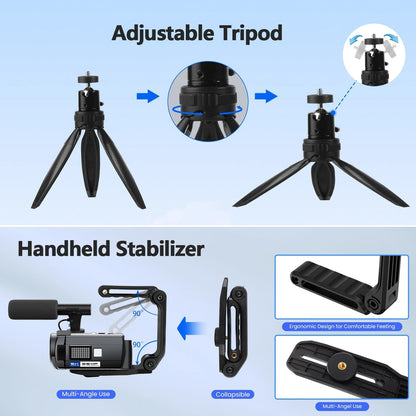 Vlogging Camcorder with Night Vision & YouTube Content Creation Features