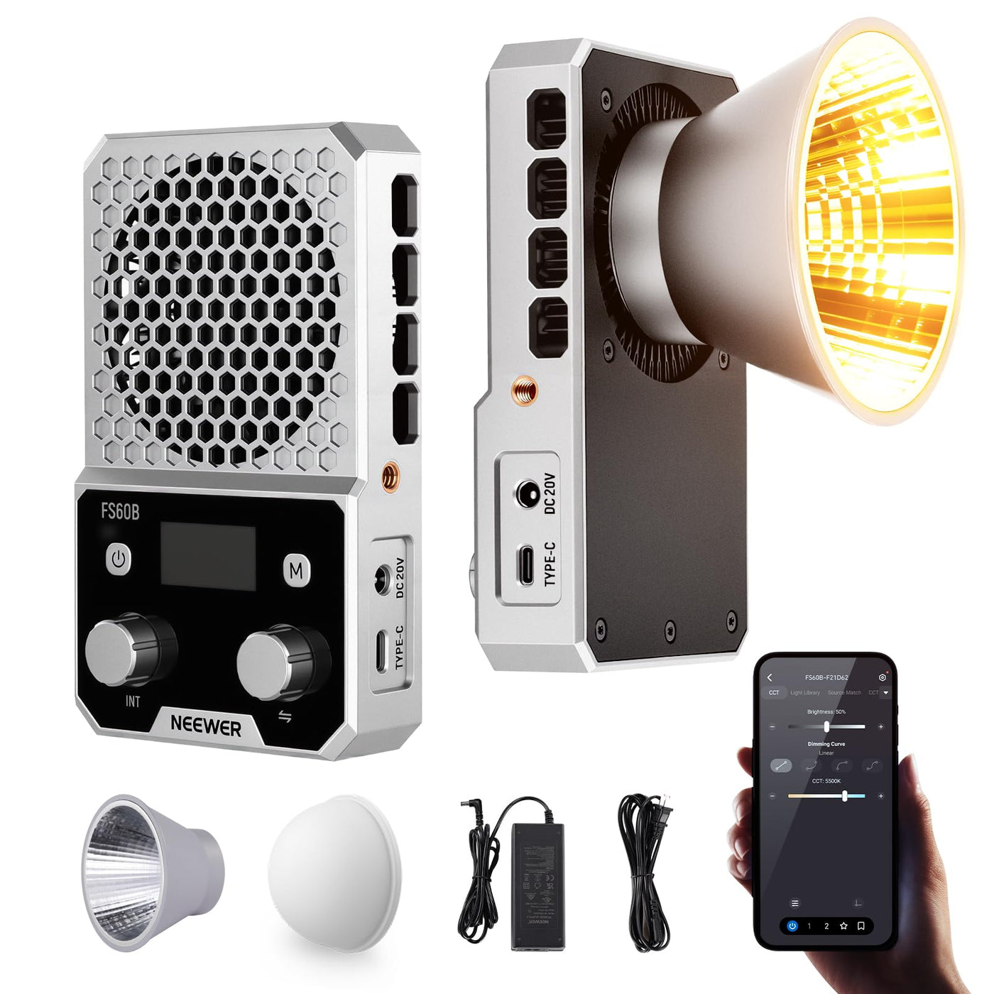 Ultra Compact Bi-Color LED Video Light with COB Output, APP Control & High CRI for Studio Photography & Video