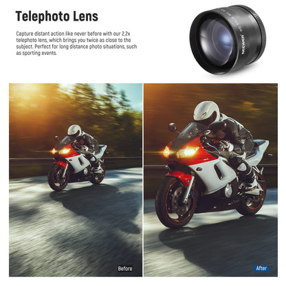 Camera Lens & Filter Kit with Wide-Angle, Telephoto & Macro Filters for Creative Photography