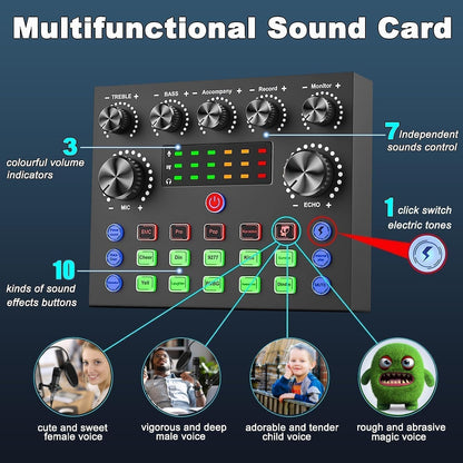 Podcast Microphone Bundle with Voice Changer, Studio Condenser Mic for Recording, Streaming & Gaming