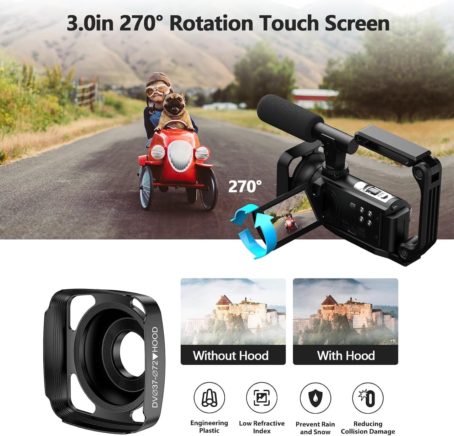 Vlogging Camcorder with Night Vision & YouTube Content Creation Features