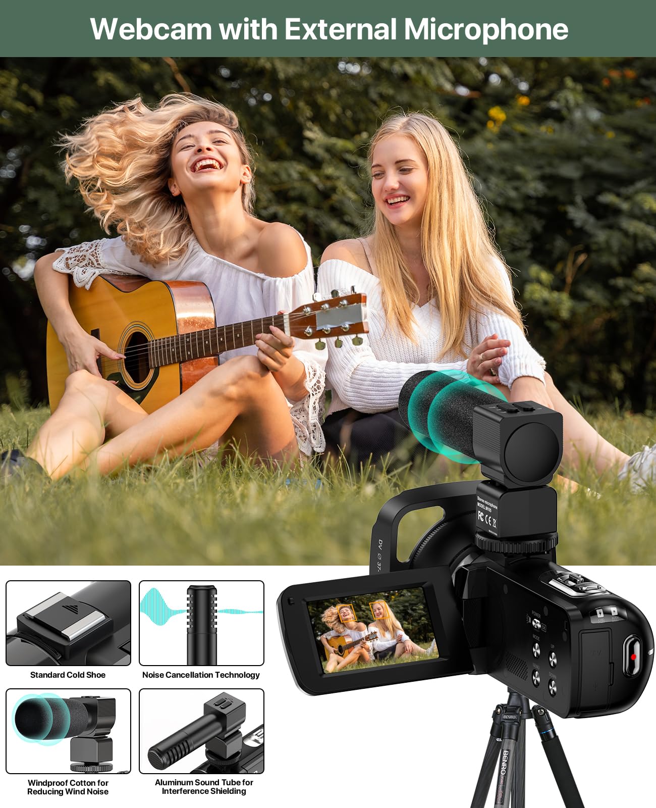 4K Vlogging Camcorder with 64MP Sensor, Night Vision, Flip Screen & Accessory Kit