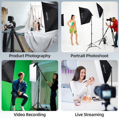 Softbox Lighting Kit for Photography & Video, Portable Studio Lighting System