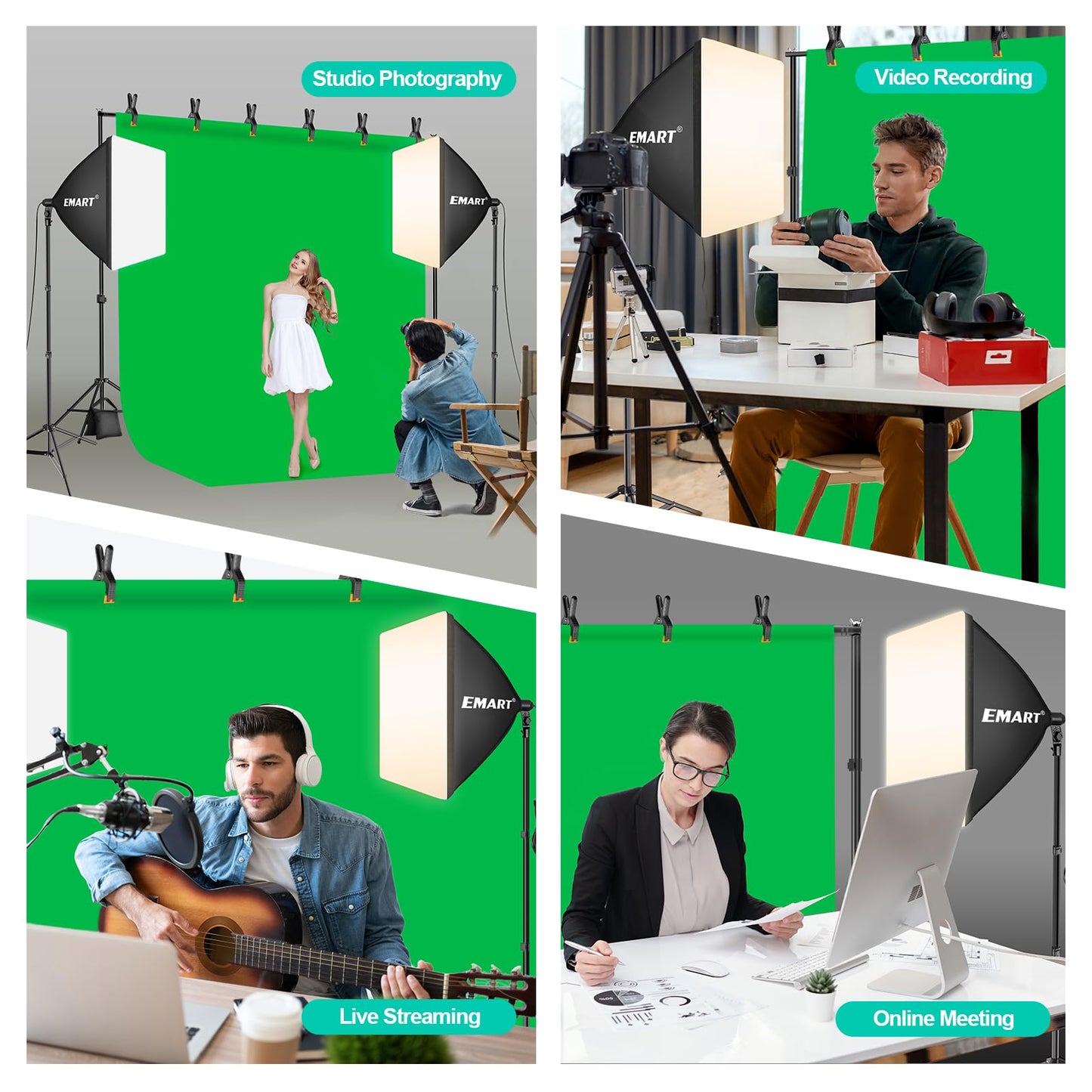Photography Studio Lighting Kit with Backdrop Support, LED Light, Softbox, Umbrella & Backdrop System for Video & Portrait Shooting