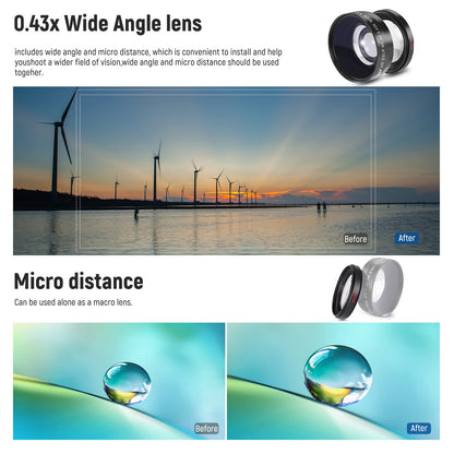 Camera Lens & Filter Kit with Wide-Angle, Telephoto & Macro Filters for Creative Photography
