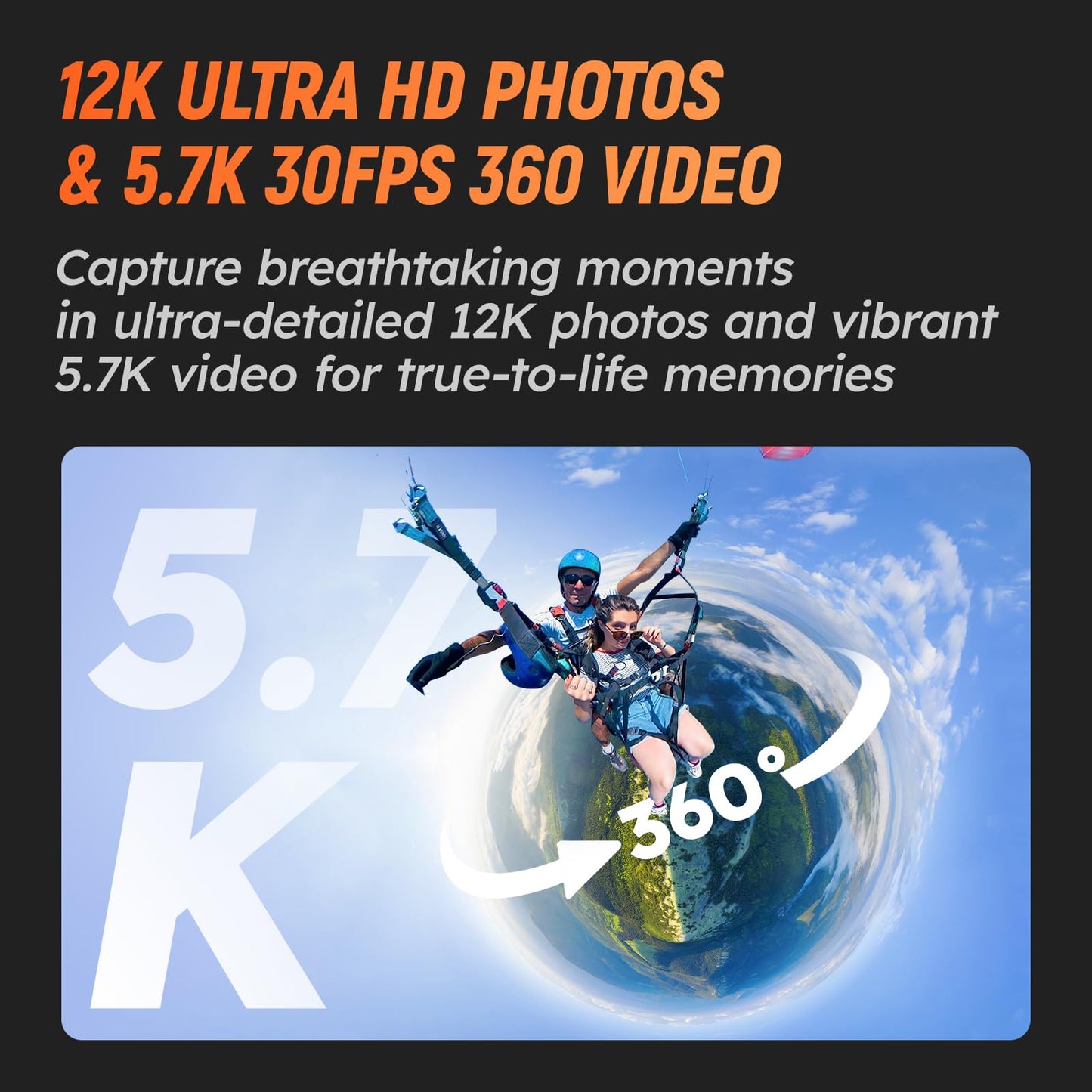 360 Action Camera with 8K Video, 12K Photo, Stabilization, GPS & Touchscreen