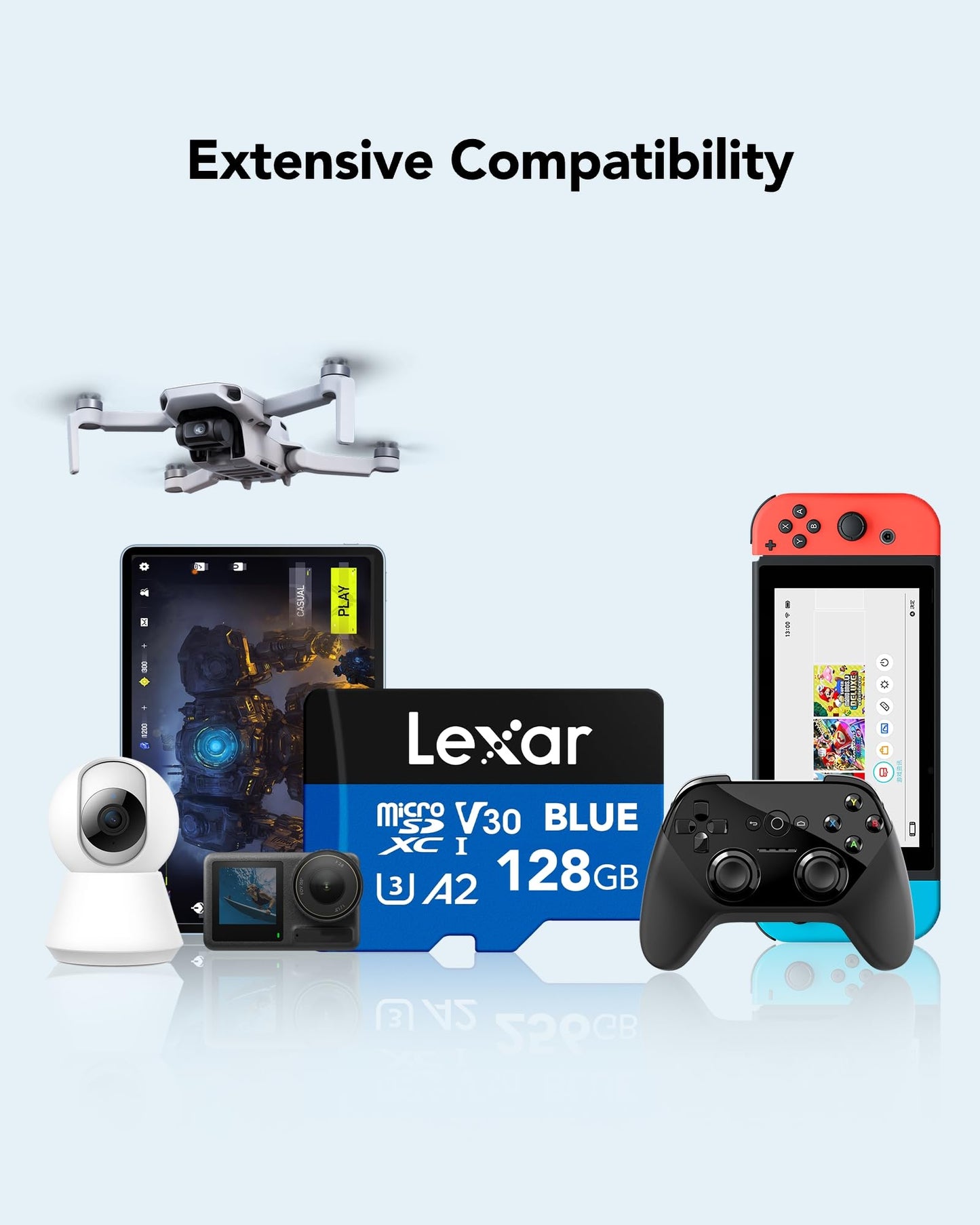microSDXC Memory Card with Adapter, High-Speed UHS-I Performance for Mobile & Camera Use