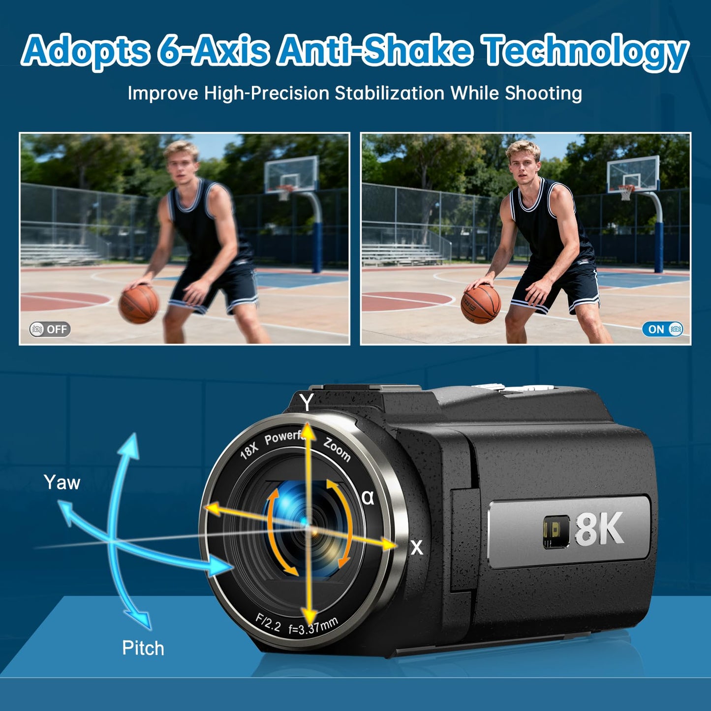 8K Vlogging Camera with 88MP Sensor, WiFi, Night Vision, Stabilization & Microphone