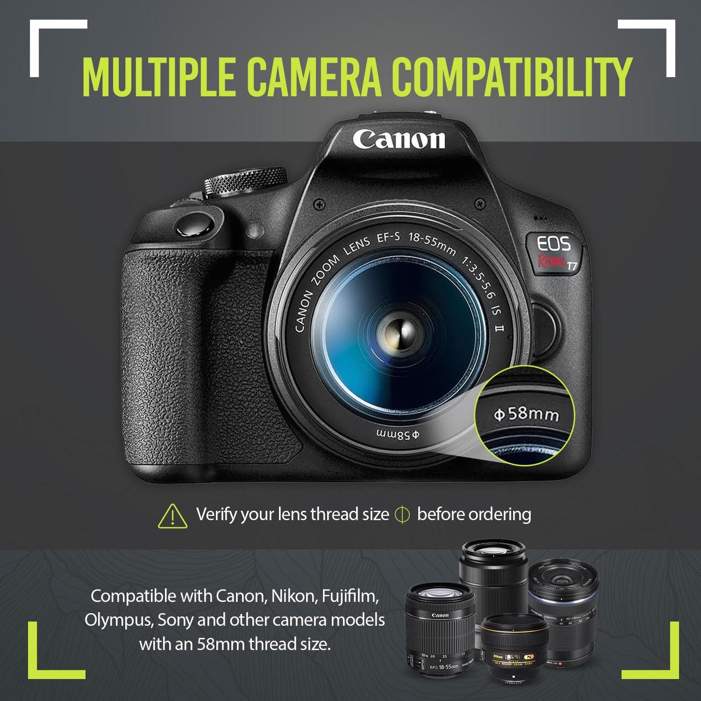 Camera Lens Kit with Wide-Angle & Telephoto Lenses, Macro Filters & Accessory Set for DSLR & Mirrorless Cameras
