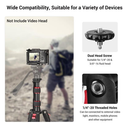 Heavy-Duty Camera Tripod with Monopod, Foldable Aluminum Design & High Load Capacity for DSLR & Video