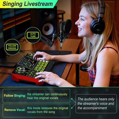 Podcast Equipment Bundle with Audio Mixer & Condenser Microphone for Streaming, Recording, Gaming & Voice Effects
