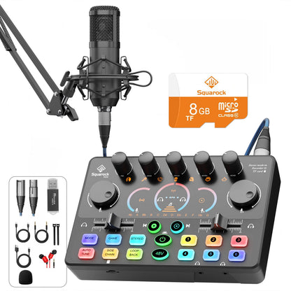 Podcast Equipment Bundle with 8GB Memory Card for Streaming, Recording, Singing & Gaming