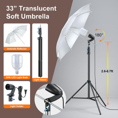 Studio Lighting Kit with 3-Color Backdrops (Black/White/Green) for Photography & Video Production
