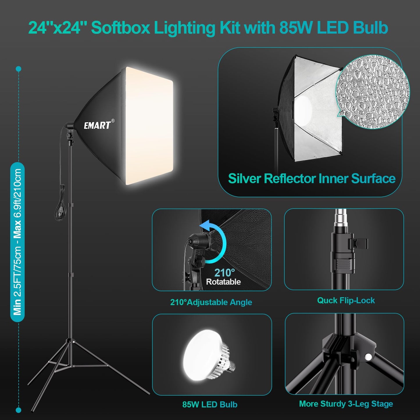 Photography Studio Lighting Kit with Backdrop Support, LED Light, Softbox, Umbrella & Backdrop System for Video & Portrait Shooting