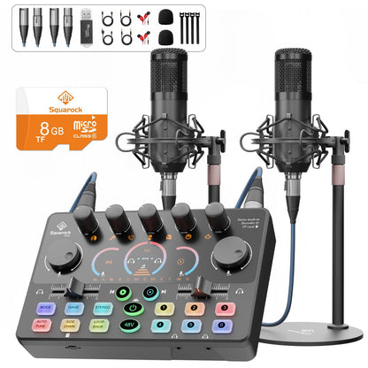 Podcast Equipment Bundle with 8GB Memory Card for Streaming, Recording, Singing & Gaming
