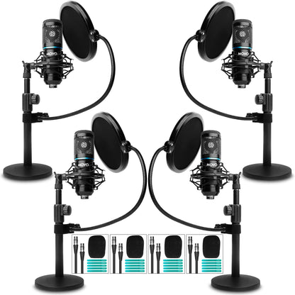 Universal Cardioid Condenser Microphone Bundle with Tabletop Stand, Pop Filter & Audio Cable Kit for Recording & Streaming