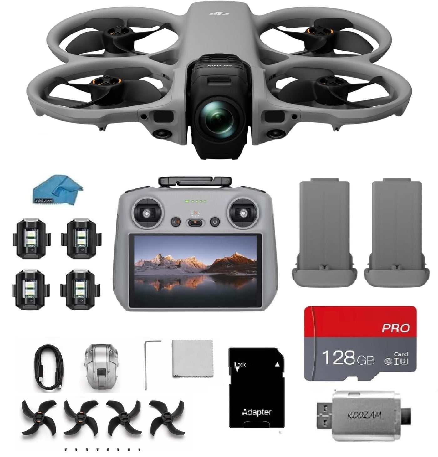 FPV Drone with 360° 4K Camera, Dual Battery Bundle, Controller & Storage Card Kit