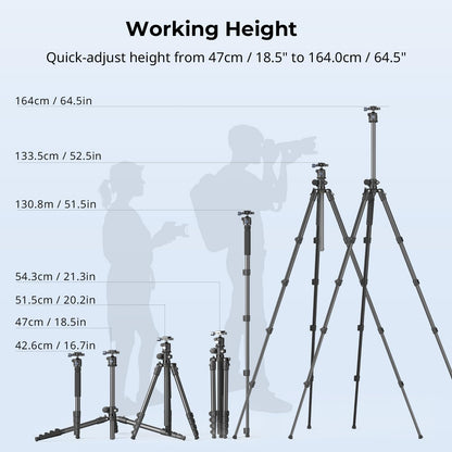 Foldable Aluminum Camera Tripod & Monopod for Photography & Video Stability