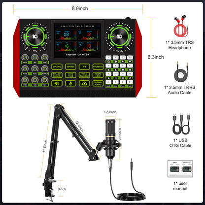 Podcast Equipment Bundle with Audio Mixer & Condenser Microphone for Streaming, Recording, Gaming & Voice Effects